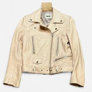Acne studios cream leather biker